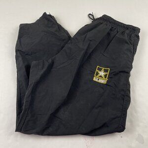US Army Pants XL Black Windbreaker Physical Fitness Uniform Nylon Track APFU USA